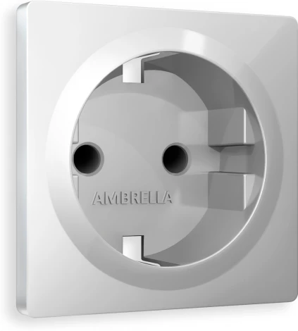 Лицевая панель Ambrella Volt ALFA (Серебро глянец) для электрической розетки с заземлением со шторками QUANT AP4070