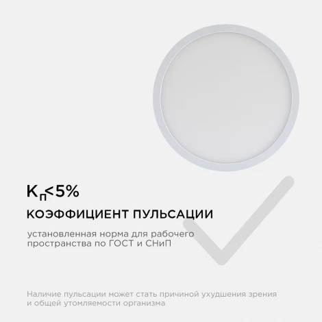 Потолочный светильник светодиодный круглый 220В 15Вт 1200лм встроенный изолированный драйвер 2700К Apeyron 06-37
