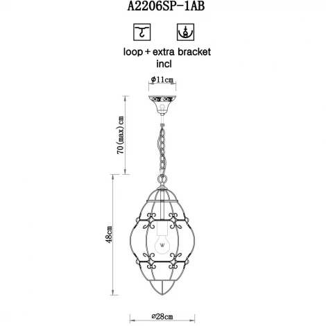 Подвесной светильник Arte Lamp Venezia A2206SP-1AB