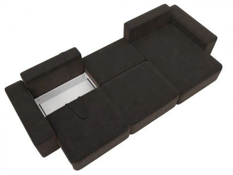 Диван угловой Лига-074 угол универсальный (ДСП/Пластик/Велюр/Коричневый) Лига Диванов 129864