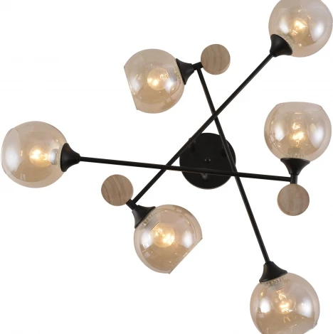 Потолочная люстра на штанге Reluce 01491-0.3-06 BK+WOOD (220V)