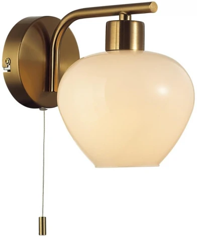 Бра с выключателем сонетка Lumion Carmela 8278/1W латунь/белый, металл/стекло Е14 1*40W 220V