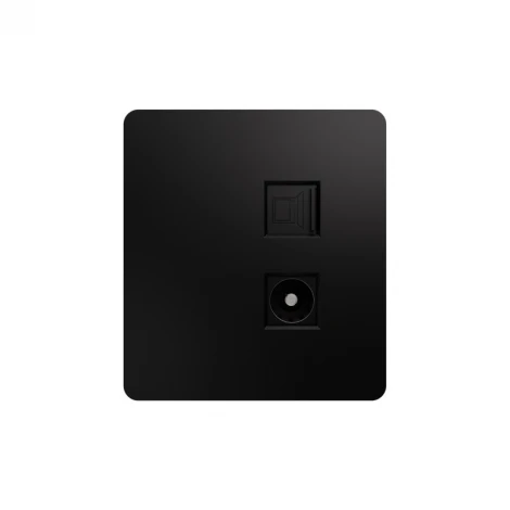 Розетка компьютерная RJ45 кат6 + TV с/у оникс Kranz Round KR-78-0722-3