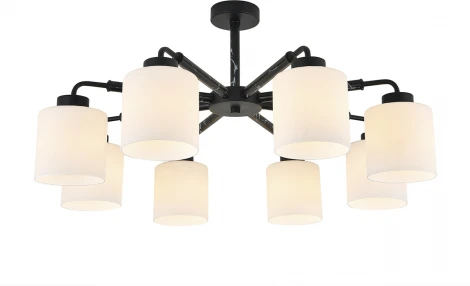 Потолочная люстра на штанге Escada Lord 2133/8P 8x60Вт E27, металл/стекло, чёрный мрамор/белый (220V)