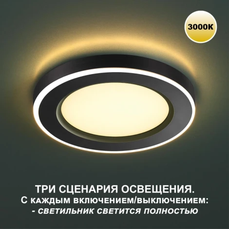 Светильник встраиваемый светодиодный Novotech Span 359021 LED 3000К 12W+4W SPOT (220V, круглые)