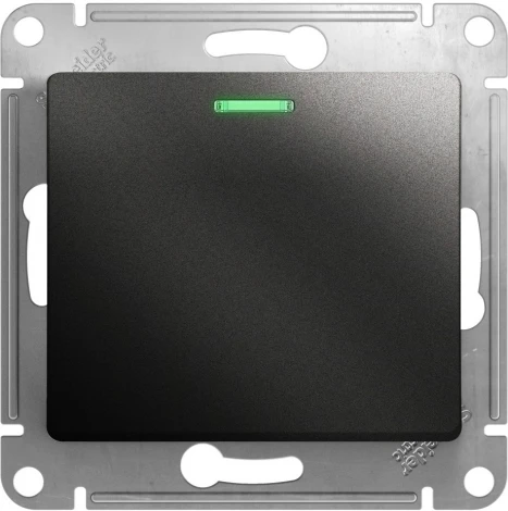 Выключатель встраиваемый одноклавишный с подсветкой (антрацит) Systeme Electric Glossa GSL000763