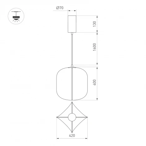 Подвесной светильник SP-SETA-HANG-L400х420-9W Warm2700 (WH, 320 deg, 230V) (Arlight, IP20, Натуральный шелк) 061915