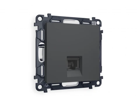 Комплект механизма Ethernet RJ-45 розетки экранированной с автоматической защитной шторкой встраиваемый (графит мягкое касание) Ambrella Volt QUANT MA912005