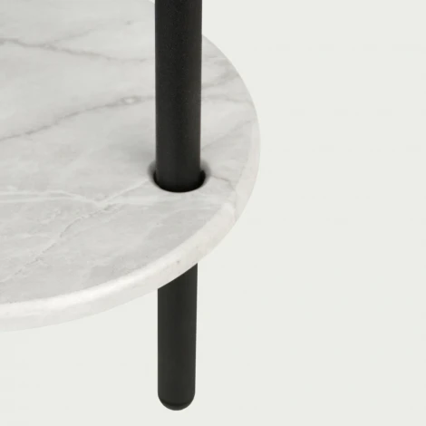 Стол журнальный МеталлАрт М036 белый мрамор/черный Mebelik 009501