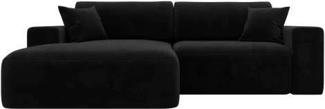 Диван угловой Лига-036 НПБ Классик левый угол (Черный/Велюр) Лига Диванов арт.121380L