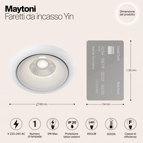 Встраиваемый точечный светильник Maytoni Yin DL031-2-L8W