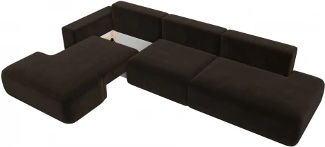 Диван угловой Лига-036 НПБ Модерн Лонг левый угол (Коричневый/Микровельвет) Лига Диванов арт.121417L