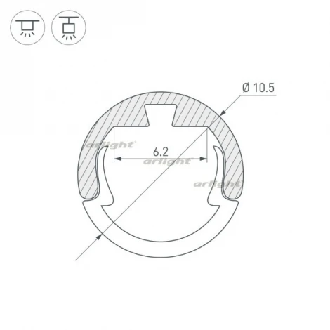 Профиль ROUND-D10.5-2000 ANOD (Алюминий) 029088 Arlight