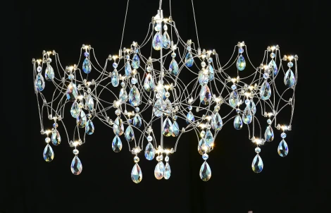 Подвесная люстра светодиодная с пультом и хрустальными подвесками K9 MyFar Ileria MR2650-57P-50СD