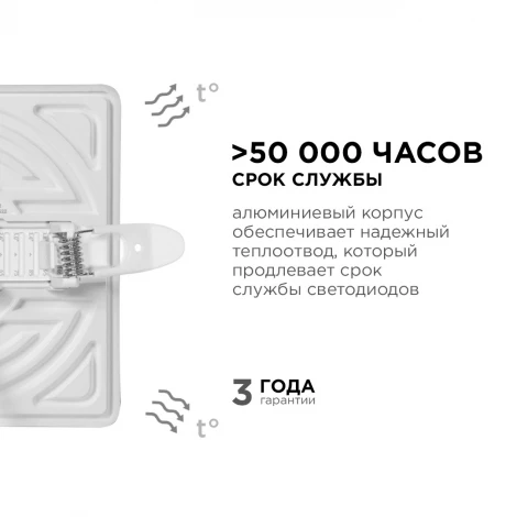 Встраиваемый светодиодный светильник безрамочный 16Вт (12Вт+4Вт) 1360Лм 4000К IP20 квадрат, 3 режима свечения, регулировка под посадочное отверстие 55-105мм, ал. корпус Apeyron 06-116