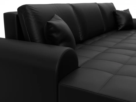 Диван угловой Лига-080 угол левый (ДСП/Пластик/Экокожа/Черный) Лига Диванов 134753L