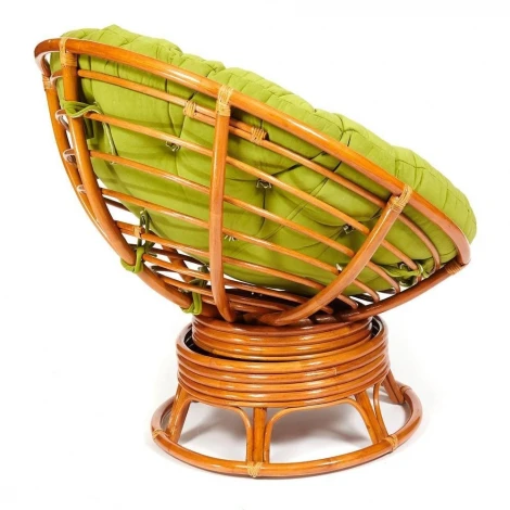 Кресло-качалка PAPASAN/ПАПАСАН W 23/01 B /с подушкой/ 115х78х104см, коньячный, флок олива, 23 Tetchair 13755