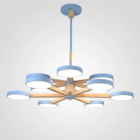 Потолочная люстра Wi-Fi на штанге Turna Dbl L12 Blue By ImperiumLoft Turna-Dbl01 (LED, 220V, голосовое управление, умный дом - Алиса)