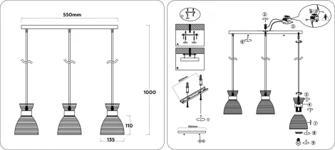 Подвесной светильник Ambrella Traditional TR3407 (220V, на проводе, круглые)