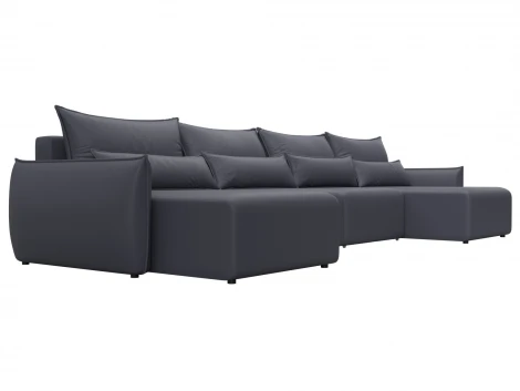 Диван П-образный Лига-051 НПБ Лонг (ЛДСП,Брус,Фанера/Пластик/Экокожа/Серый) Лига Диванов 129897