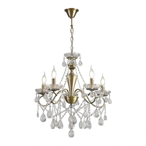 Подвесная люстра с хрустальными подвесками в форме подсвечника Lumion Luina 8346/5 бронза/прозрачный, металл/хрусталь E14 5*40W 220V