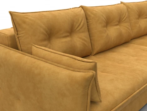 Диван угловой Лига-100 НПБ угол универсальный (ДСП,Фанера/Пластик/Велюр/Желтый) Лига Диванов 133658