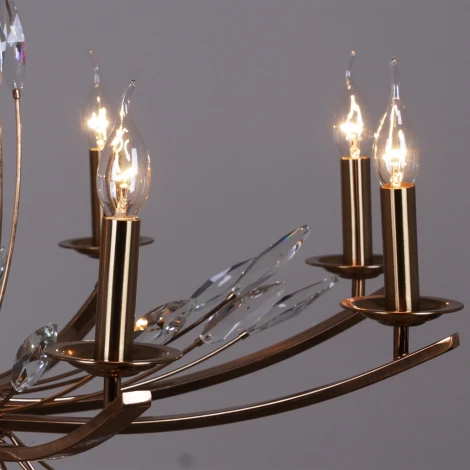 Подвесная люстра ILLUMICO IL2307-8POR-39 GD (на цепи, подсвечник, свеча)