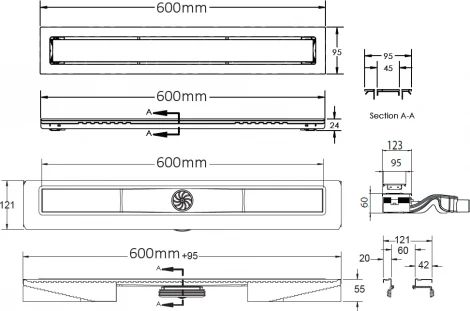 Душевой лоток Berges Wasserhaus Top Stark 091149 60 см