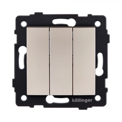 Выключатель 3-клавишный 10А/250В изогнутый, золотой Kollinger REA-R-012GD для Aspekt, Eleganz, Reflex