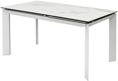 Стол CREMONA 140 MATTE STATUARIO Белый мрамор матовый, керамика/ белый каркас М-City