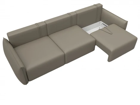 Диван прямой Лига-051 НПБ Лонг (ЛДСП,Брус,Фанера/Пластик/Экокожа/Бежевый) Лига Диванов 129882