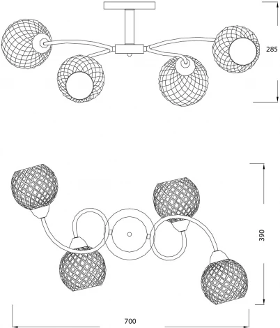 Люстра потолочная на штанге Emily 1174/4P E27*40W Chrome (220V, шар)