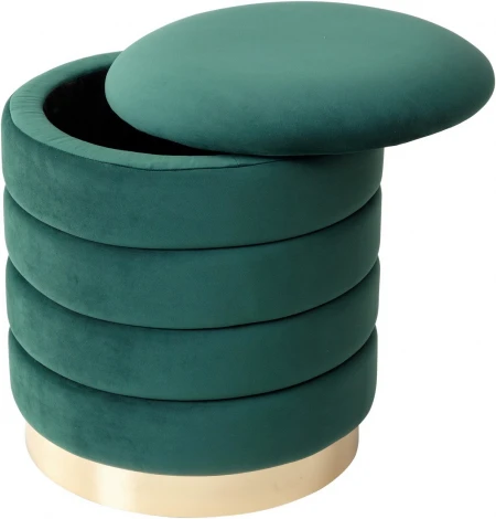 Пуф для гостиной ФРЕД зеленый #19, велюр / золотой каркас М-City