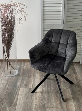 Стул M-City ARVA 180 град. поворот. с возвратом, DAVIS HARMONY-90 Тем-серый, шенилл / Черный