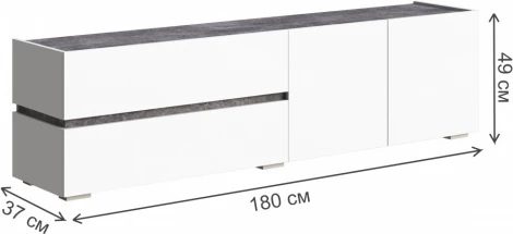 ТВ-тумба Атлон (Атлон белый / бетон темный) Woodville арт.563520