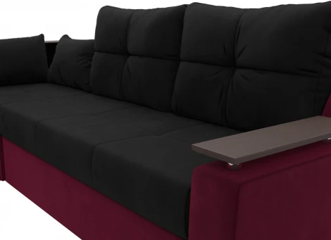 Диван угловой Кронос левый угол (Черный,Бордовый/Микровельвет) Лига Диванов арт.114630L