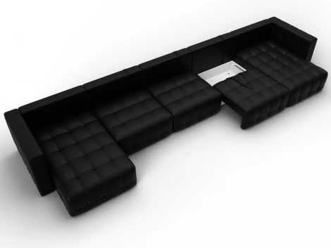 Диван П-образный Лига-052 НПБ МегаЛонг (ЛДСП,Брус,Фанера/Пластик/Экокожа/Черный) Лига Диванов 129924