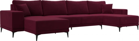 Диван П-образный Льюес (Бордовый/Микровельвет) Лига Диванов арт.122421