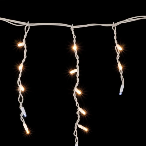 Гирлянда Бахрома 3,1 x 0,5 м Тепло-Белая с Мерцанием Белого Диода 220В, 120 LED, Провод Белый Каучук, IP65