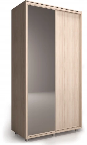 Шкаф купе Удачный 160*45, Ясень шимо светлый с зеркалом