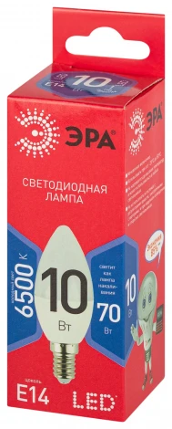 Лампочка светодиодная E14 10W ЭРА LED B35-10W-865-E14 R