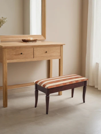 Банкетка Вивальди М с ящиком средне-коричневый, ткань полоса коричн. Mebelik 009413