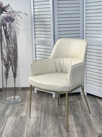 Стул БРУНО (BRUNO) цвет МОЛОЧНЫЙ Milk T1-02, экокожа / шампань, ®DISAUR M-City 64386