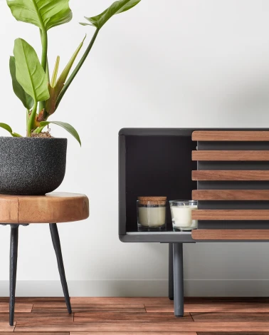 Журнальный стол La Forma (ex Julia Grup) Eider (Черный/ Металл,Акация,Сталь,Дерево)