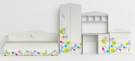 Комод "Цветы", Белый шёлк МАМА Цветы 102052