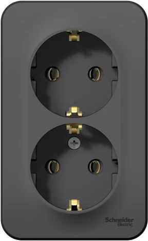 Розетка накладная двойная с заземлением (антрацит) Systeme Electric Blanca BLNRA010216