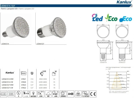 Лампочка рефлекторная Kanlux LED60 7823