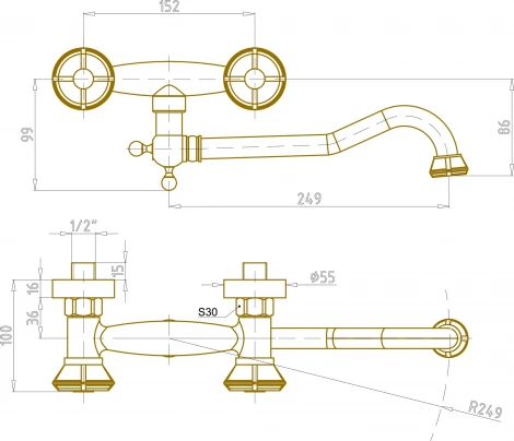 Смеситель Bronze de Luxe 10115 для раковины
