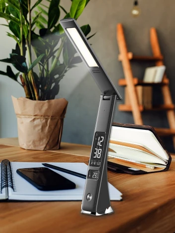 Офисная настольная лампа c зарядкой от USB Uniel TLD-567 Black/LED/300Lm/4500K/Dimmer (220V, диммер, сенсорный выключатель)