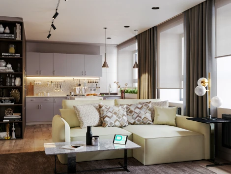 Диван угловой молочный D1 Портленд AAA4151012 Premier 01